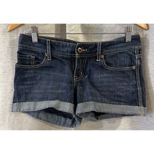 X2 Quality Denim Womens‎ Booty Mini Shorts Blue Medium Wash Pockets Cuffed Hem 2